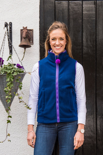 Womens fleece gilet sale with leather trim