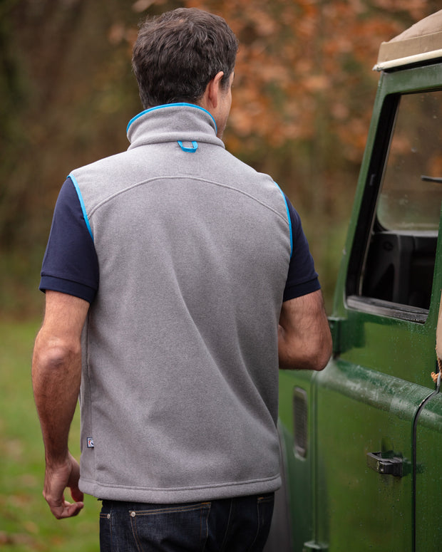 MENS FLEECE GILET - GREY/KINGFISHER - LIMITED EDITION