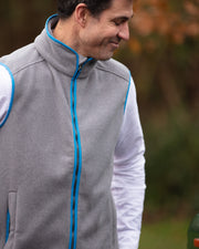 MENS FLEECE GILET - GREY/KINGFISHER - LIMITED EDITION