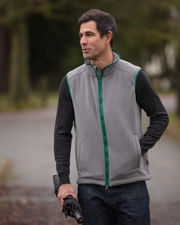 MENS FLEECE GILET - GREY/FOREST - LIMITED EDITION