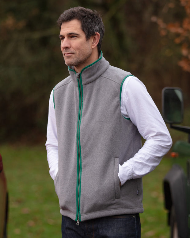 MENS FLEECE GILET - GREY/FOREST - LIMITED EDITION