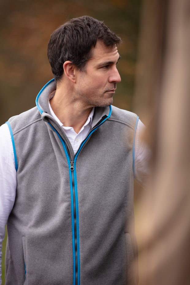 MENS FLEECE GILET - GREY/KINGFISHER - LIMITED EDITION