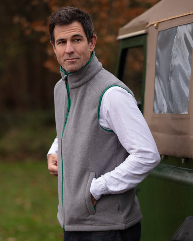 MENS FLEECE GILET - GREY/FOREST - LIMITED EDITION