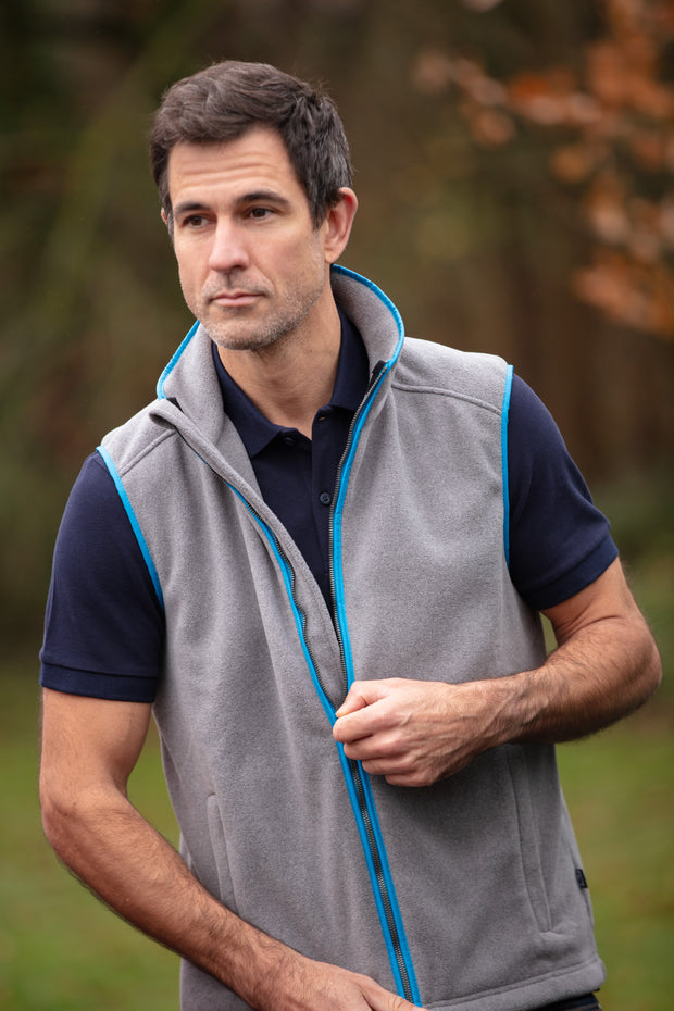 MENS FLEECE GILET - GREY/KINGFISHER - LIMITED EDITION