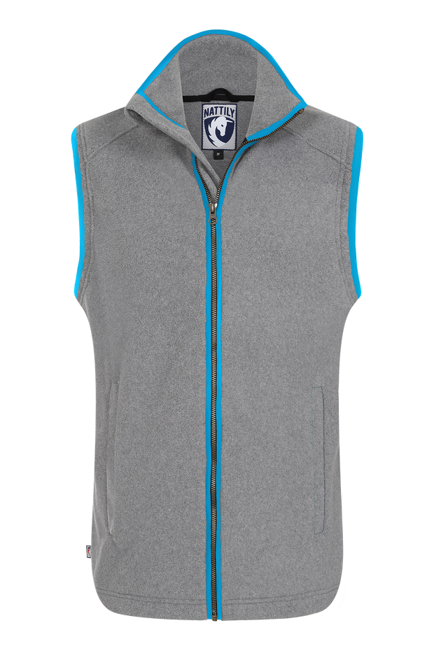 MENS FLEECE GILET - GREY/KINGFISHER - LIMITED EDITION